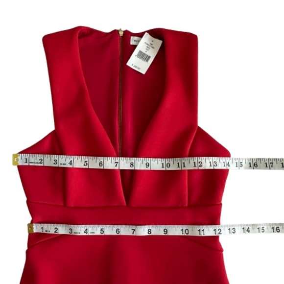 Bec & Bridge NWT Women'4 Red Sleeveless Mini Bodycon V Neck Classic Fitted Dress - Picture 8 of 15